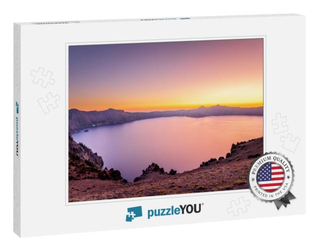 Sunset At Crater Lake National Park... Jigsaw Puzzle