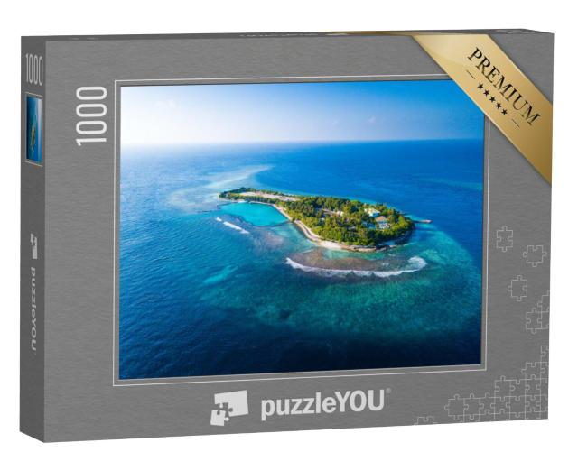 Puzzel 1000 stukjes „Luchtfoto van een tropisch eiland in de Indische Oceaan, Malediven“