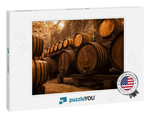 Cellar with Barrels for Storage of Wine, Italy... Jigsaw Puzzle
