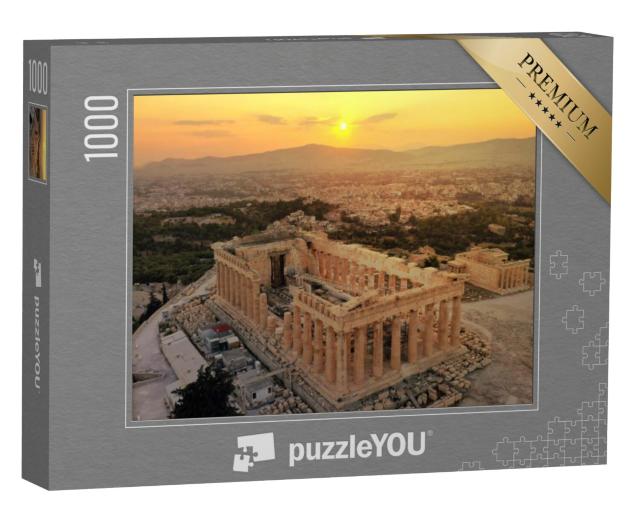 Puzzel 1000 stukjes „Akropolisheuvel en Parthenon bij zonsondergang, Athene, Griekenland“