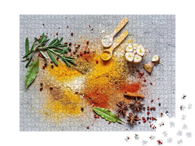 Puzzle 1000 Teile „Gewürzpulver und Kräuter für die asiatische Küche“