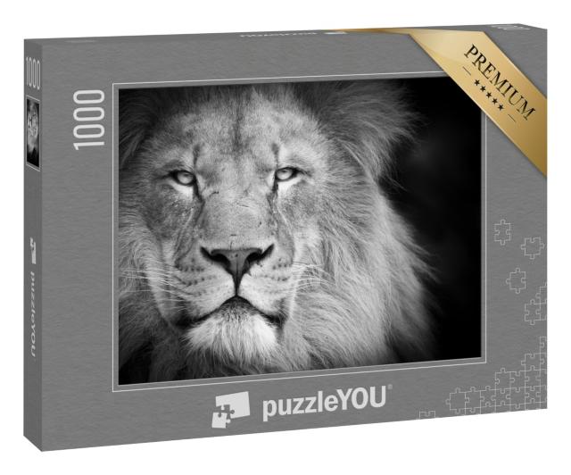 Puzzle 1000 Teile „Porträt eines Löwen, schwarz-weiß“