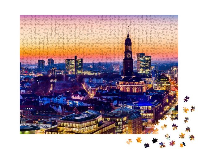 Puzzle 1000 Teile „Hamburg am Abend“