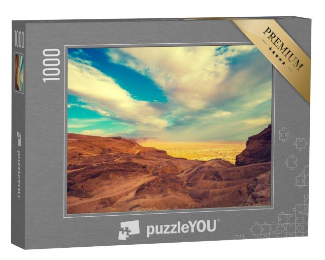 Puzzel 1000 stukjes „Uitzicht vanaf Masada naar de vallei in de Judeawoestijn, Israël“