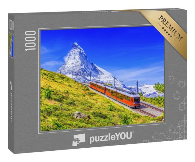 Puzzle 1000 Teile „Eisenbahn am Gornergrat mit dem Matterhorn, Wallis, Schweiz“