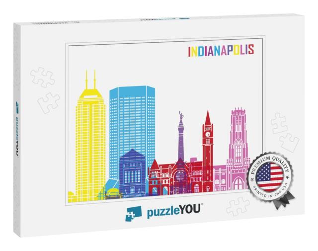 Indianapolis Skyline Pop in Editable Vector File... Jigsaw Puzzle