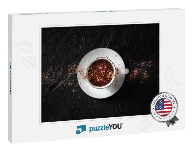 Hot Chocolate with Ground Cocoa Powder, Overhead Shot... Jigsaw Puzzle