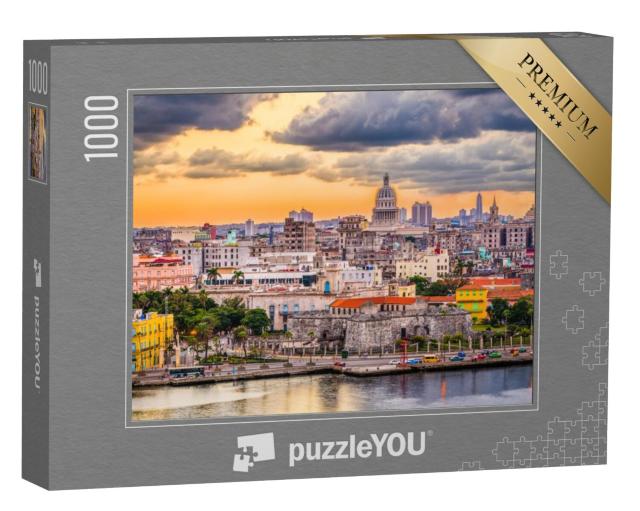 Puzzel 1000 stukjes „Avondlijke skyline van Havana, Cuba“