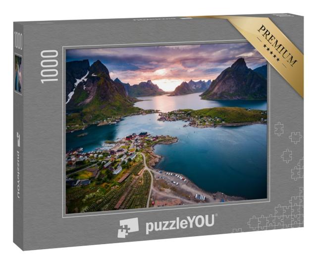 Puzzle 1000 Teile „Unverwechselbare Landschaft der Lofoten, Norwegen“