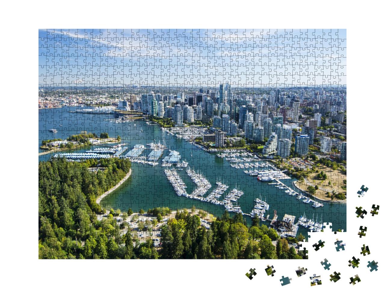Puzzle 1000 Teile „Luftbild von Stanley Park, Coal Harbor und Vancouver, BC, Kanada“