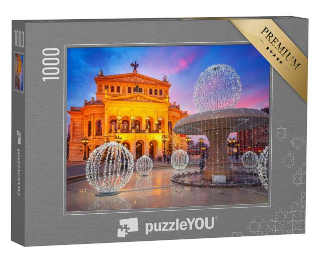 Puzzel 1000 stukjes „Prachtig verlicht oud operagebouw in Frankfurt, Duitsland“