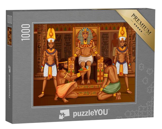 Puzzel 1000 stukjes „Vectorontwerp: Egyptische farao en zijn gevolg“