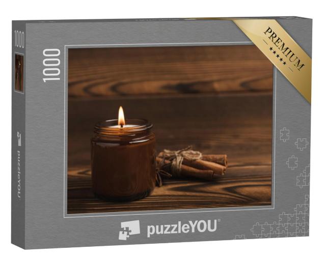 Puzzel 1000 stukjes „Kaars in een glazen pot“