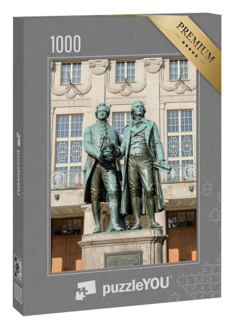 Puzzle 1000 Teile „Denkmal für Goethe und Schiller vor dem Nationaltheater in Weimar“