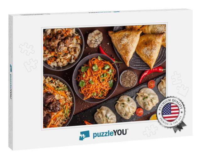 Assorted Uzbek Food Set, Pilaf, Samsa, Lagman, Manta & Ko... Jigsaw Puzzle