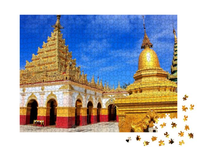 Puzzle 1000 Teile „Golden glänzende Mahamuni-Pagode in Mandalay, Myanmar“