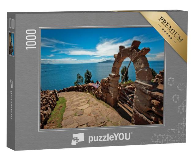 Puzzel 1000 stukjes „Stenen pad op het eiland Taquile, Puno, Peru“