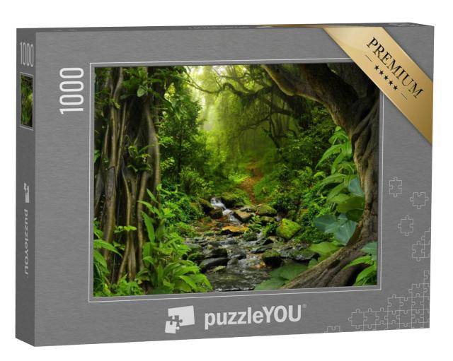 Puzzel 1000 stukjes „Tropische jungle met rivier“