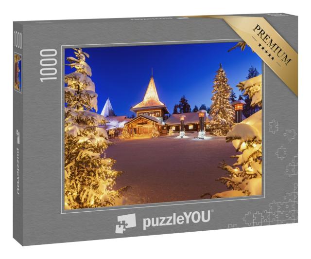 Puzzle 1000 Teile „Weihnachtsmanndorf in Rovaniemi in Lappland im Winter, Finnland“