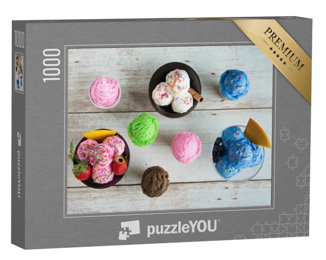 Puzzel 1000 stukjes „Aardbei, bosbes en vanille-ijs“