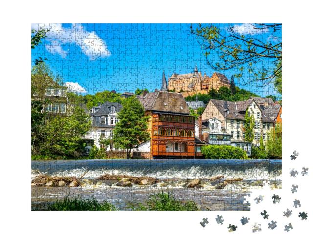 Puzzle 100 Teile „Marburg an der Lahn, Altstadt, Deutschland“