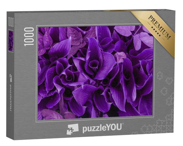 Puzzel 1000 stukjes „Paarse bloemen en bladeren“