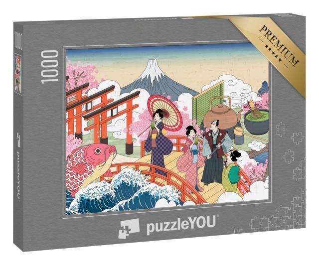 Puzzle 1000 Teile „Retro-Japan-Szenerie im Ukiyo-e-Stil“