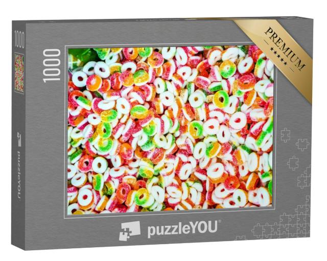 Puzzel 1000 stukjes „Kleurrijke geleisnoepjes met een laagje suiker“