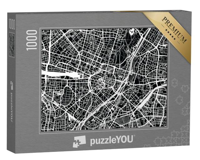 Puzzel 1000 stukjes „Vector stadsplattegrond van München, Duitsland“