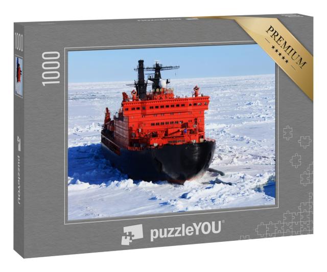 Puzzle 1000 Teile „Roter Eisbrecher inmitten des arktischen Ozeans“