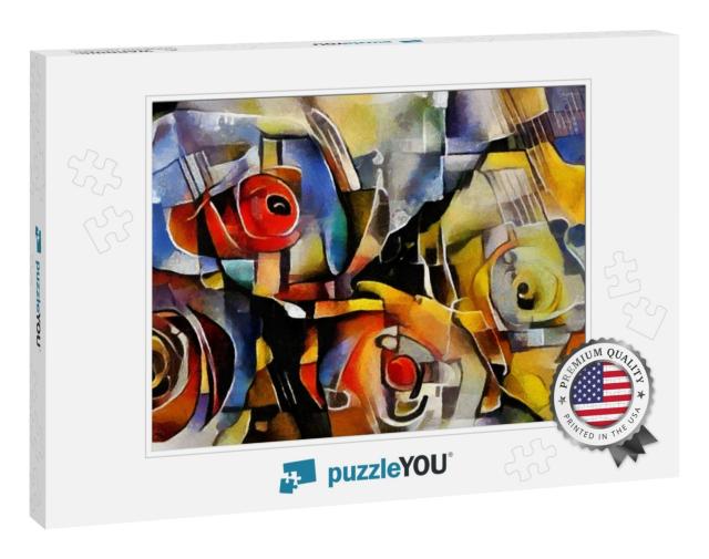 A Bouquet of Beautiful Flowers in a Modern Style & Cubism... Jigsaw Puzzle