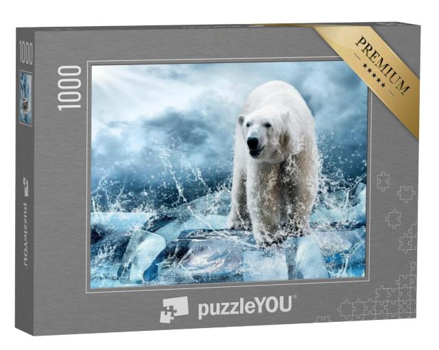 Puzzel 1000 stukjes „Witte ijsbeerjager op het ijs“