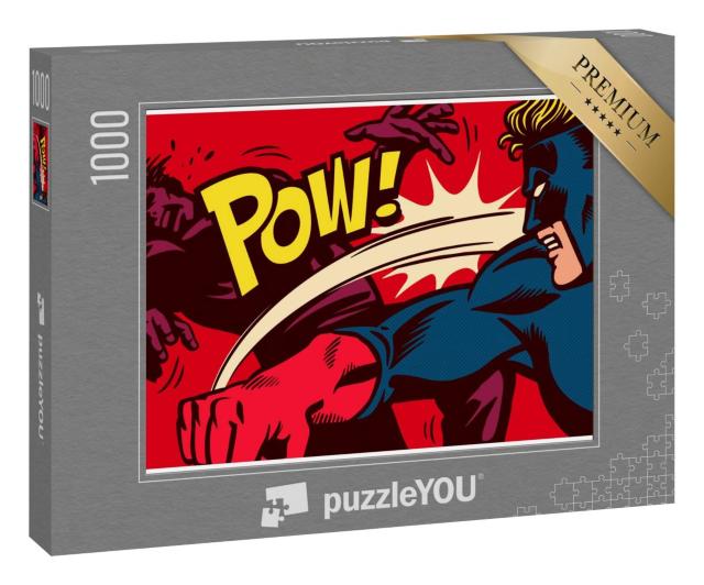 Puzzle 1000 Teile „Pop-Art-Comic-Stil: Superheld gegen Superschurke“