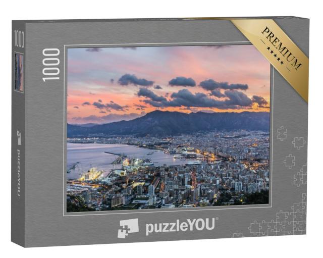 Puzzel 1000 stukjes „Luchtfoto van Palermo bij zonsondergang, Italië“