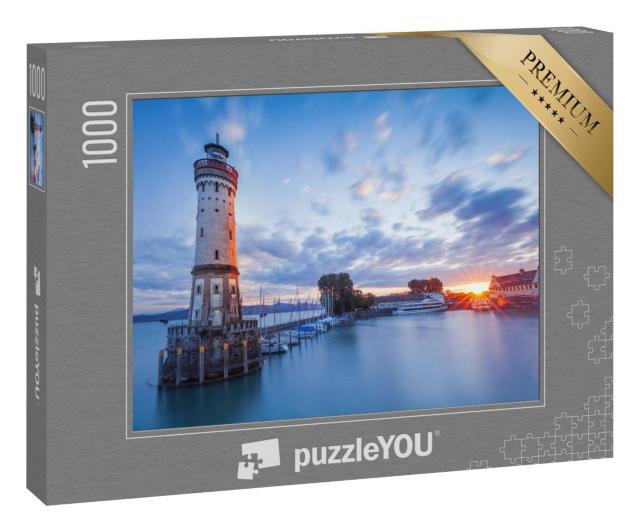 Puzzle 1000 Teile „Leuchtturm im Hafen von Lindau, Bodensee, Bayern“