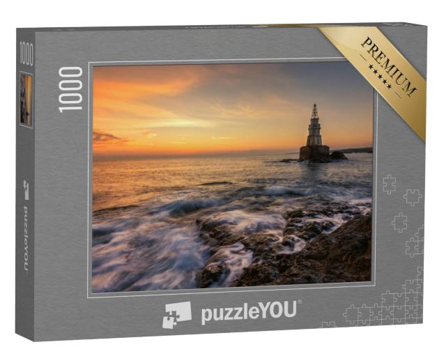 Puzzel 1000 stukjes „Zonsopgang bij de vuurtoren in Ahtopol, Bulgarije“