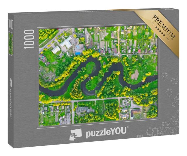 Puzzle 1000 Teile „Fluss im grünen Feld“