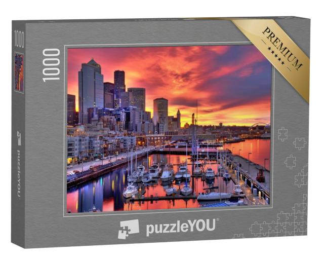 Puzzel 1000 stukjes „Zonsopgang over het havengebied van Pier-66“