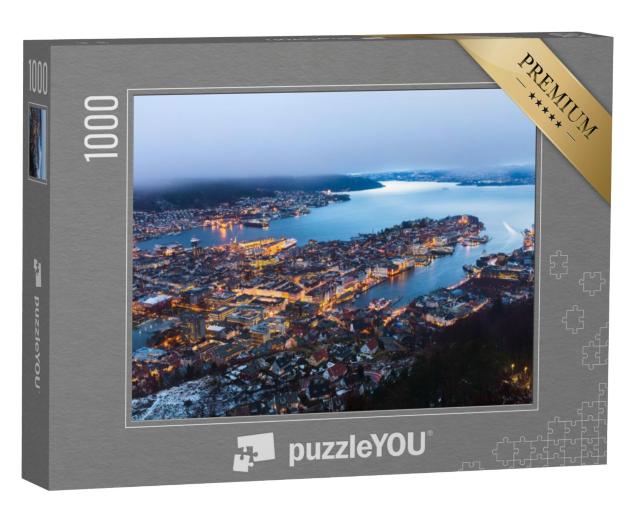 Puzzel 1000 stukjes „Uitzicht op Bergen vanaf de bergtop, Noorwegen“