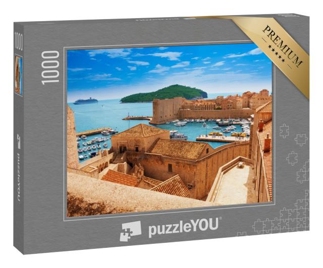 Puzzle 1000 Teile „Hafen von Dubrovnik von den alten Stadtmauern“
