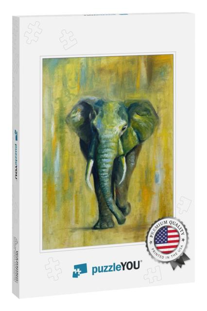 Elephant Oil Painting, Colorful & Abstract. Hand Made Pai... Jigsaw Puzzle