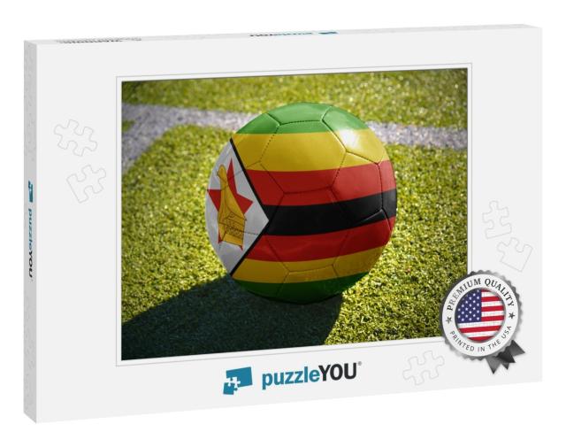 Football Ball with the National Flag of Zimbabwe Lies on... Jigsaw Puzzle
