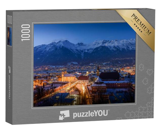 Puzzel 1000 stukjes „Winter Innsbruck bij nacht, Oostenrijk“