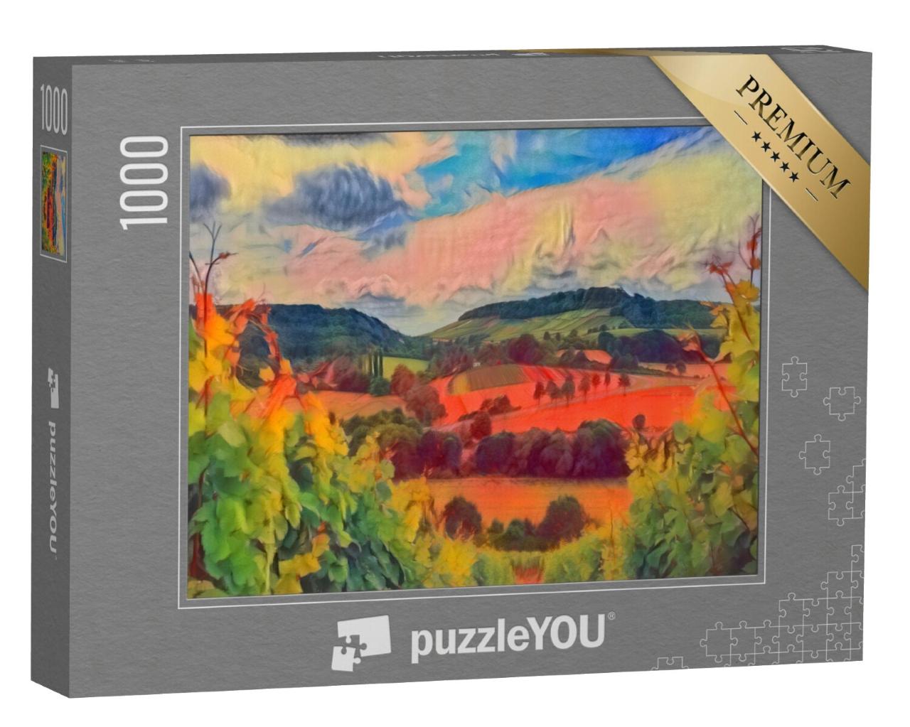 Puzzel 1000 stukjes „in de kunststijl van Franz Marc - Wijngaarden bij Heilbronn, Duitsland“