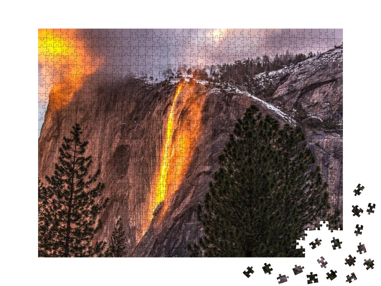 Puzzle 1000 Teile „Horsetail Wasserfälle im Yosemite Nationalpark“