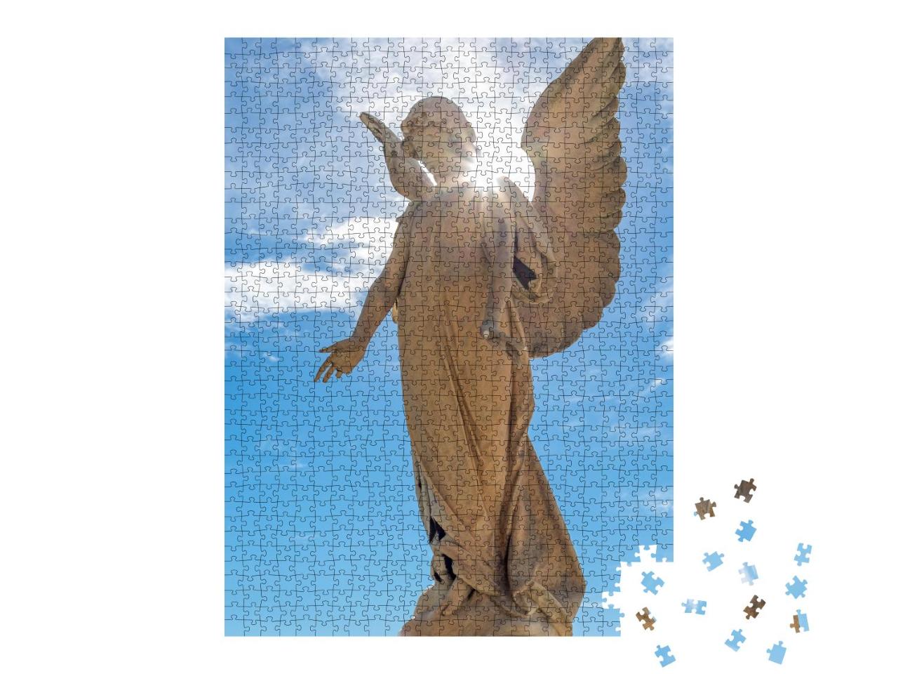 Puzzle 1000 Teile „Die Sonne scheint hinter dem Engel“