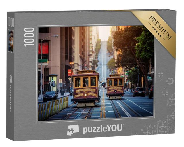 Puzzel 1000 stukjes „Kabelbanen op California Street in de ochtend, San Francisco, VS“