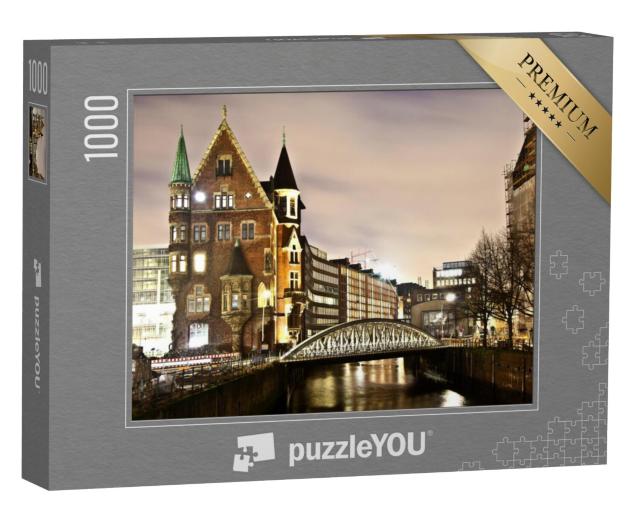 Puzzel 1000 stukjes „Historisch pakhuis bij nacht, Hamburg“