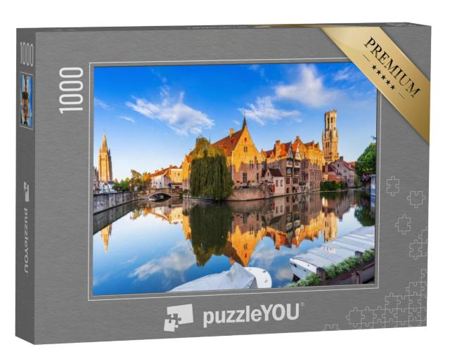 Puzzel 1000 stukjes „Het unieke Rozenhoedkaai kanaal in Brugge, België“