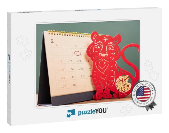 Chinese New Year of Tiger Mascot Paper Cut & a 2... Jigsaw Puzzle
